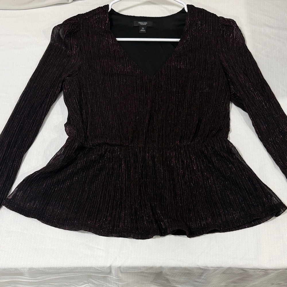 Simply Vera Vera Wang Burgundy Shimmer Blouse
